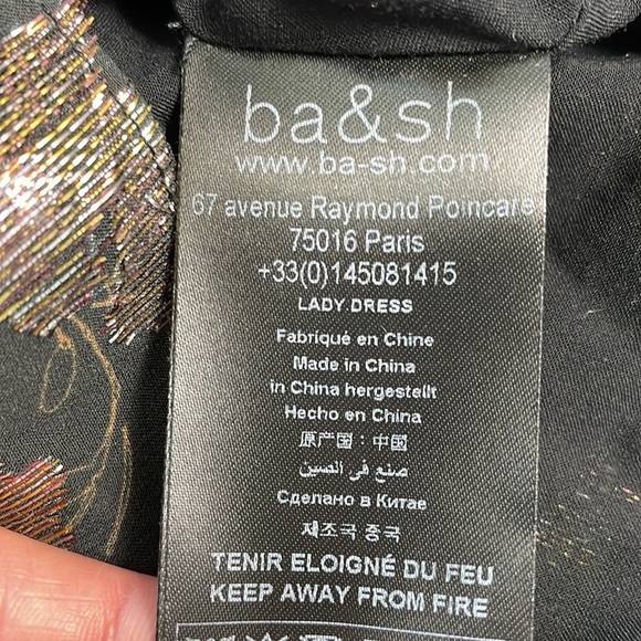 SOLD New BA&SH Lady Dress Floral Metallic Tee Silk Midi V Neck Short Sleeve XS - Picture 16 of 16